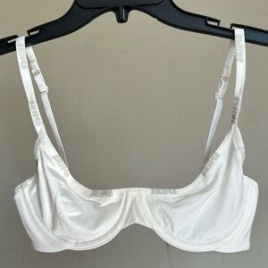Skims Cotton Logo Unlined‎ Demi Bra Size 38A Color Marble NWOT white